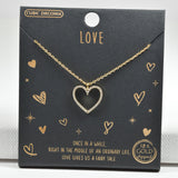 97958, GOLD DIPPED, HEART CUBIC ZIRCONIA PENDANT NECKLACE