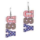 97959, "USA" AMERICAN FLAG WOOD EARRING