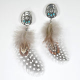 97964, WESTERN COWBOY HAT ACCENT FEATHER EARRING