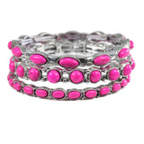 97966, WESTERN TURQUOISE STONE MULTI LAYERED STRETCH BRACELET