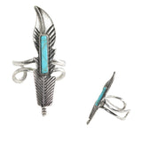 97969, WESTERN LEAF TURQUOISE STONE CUFF RING