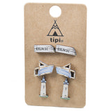 97975, BEACH THEME WOOD STUD EARRING SET