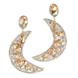 97989, CRESCENT MOON RHINESTONE EVENING DANGLE EARRING