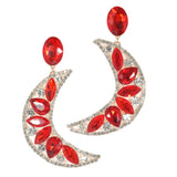 97989, CRESCENT MOON RHINESTONE EVENING DANGLE EARRING