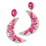 97989, CRESCENT MOON RHINESTONE EVENING DANGLE EARRING