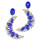 97989, CRESCENT MOON RHINESTONE EVENING DANGLE EARRING