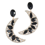 97989, CRESCENT MOON RHINESTONE EVENING DANGLE EARRING