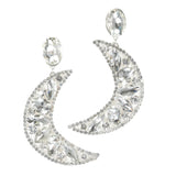 97989, CRESCENT MOON RHINESTONE EVENING DANGLE EARRING