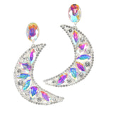 97989, CRESCENT MOON RHINESTONE EVENING DANGLE EARRING