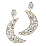 97989, CRESCENT MOON RHINESTONE EVENING DANGLE EARRING