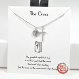 97992, WHITE GOLD DIPPED, "THE CROSS" CUBIC ZIRCONIA CROSS CHARM NECKLACE