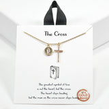 97992, GOLD DIPPED, "THE CROSS" CUBIC ZIRCONIA CROSS CHARM NECKLACE