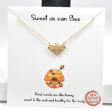 97996, GOLD DIPPED, "SWEET AS CAN BEE" BEE CUBIC ZIRCONIA NECKLACE