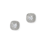 97999, SQUARE CUBIC ZIRCONIA STUD EARRING
