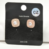 97999, SQUARE CUBIC ZIRCONIA STUD EARRING
