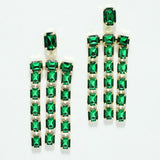 98011, RECTANGLE RHINESTONE ACCENT DANGLE EARRING