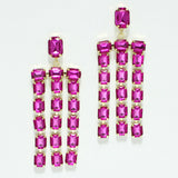 98011, RECTANGLE RHINESTONE ACCENT DANGLE EARRING