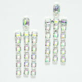 98011, RECTANGLE RHINESTONE ACCENT DANGLE EARRING