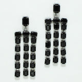 98011, RECTANGLE RHINESTONE ACCENT DANGLE EARRING