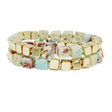 98016, SQUARE MULTI LAYERED BEADED STRETCH BRACELET