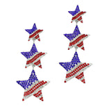 98027, TRIPLE STAR AMERICAN FLAG RHINESTONE DANGLE EARRING