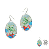 98034, SEA TURTLE ABSTRACT GLASS DANGLE EARRING