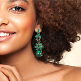 98040, MULTI SHAPE RHINESTONE EVENING EARRING