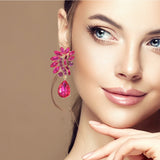 98042, RHINESTONE TEARDROP DANGLE EVENING EARRING