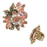 98048, FLOWER RHINESTONE STRETCH RING