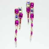 98058, RECTANGLE RHINESTONE ACCENT LONG EVENING DROP EARRING