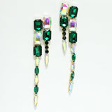 98058, RECTANGLE RHINESTONE ACCENT LONG EVENING DROP EARRING