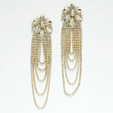 98059, MARQUISE ACCENT CRYSTAL RHINESTONE LONG EVENING EARRING