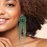 98059, MARQUISE ACCENT CRYSTAL RHINESTONE LONG EVENING EARRING