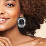 98065, RHINESTONE & PEARL EVENING CLIP ON EARRING