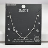 98072, WHITE GOLD DIPPED, "SPARKLE" DAINTY STAR CUBIC ZIRCONIA STATION NECKLACE