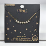 98073, GOLD DIPPED, "SPARKLE" DAINTY STAR CUBIC ZIRCONIA NECKLACE