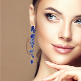 98087, MULTI RHINESTONE EVENING DROP EARRING