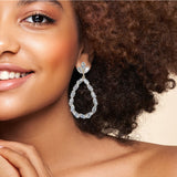 98091, MARQUISE CUBIC ZIRCONIA ACCENT TEARDROP EARRING