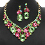 98093, OVAL RHINESTONE ACCENT EVENING NECKLACE SET