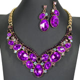 98093, OVAL RHINESTONE ACCENT EVENING NECKLACE SET