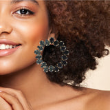 98101, TEARDROP RHINESTONE ACCENT ROUND EARRING