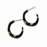98103, GOLD ACCENT ENAMEL HOOP EARRING