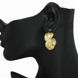98120, GOLD DIPPED, TEXTURED BOLD METAL BRASS EARRING