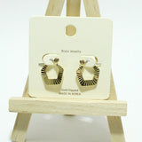 98121, GOLD DIPPED, TEXTURED GEOMETRIC BRASS EARRING