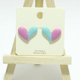98122, TWO TONE HEART STUD EARRING