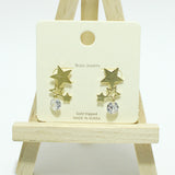98123, STAR WITH CRYSTAL RHINESTONE BRASS EARRING