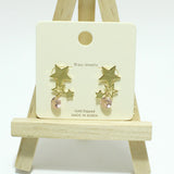 98123, STAR WITH CRYSTAL RHINESTONE BRASS EARRING