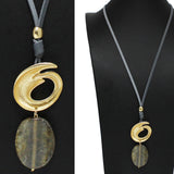 98129, SEMI PRECIOUS STONE LONG PENDANT NECKLACE