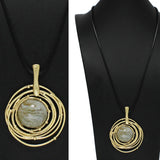 98133, ROUND CELLULOID ACETATE ACCENT SWIRL LONG PENDANT NECKLACE