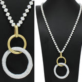 98136, ROUND GLITTER THREAD LOOP LONG BEADED NECKLACE
